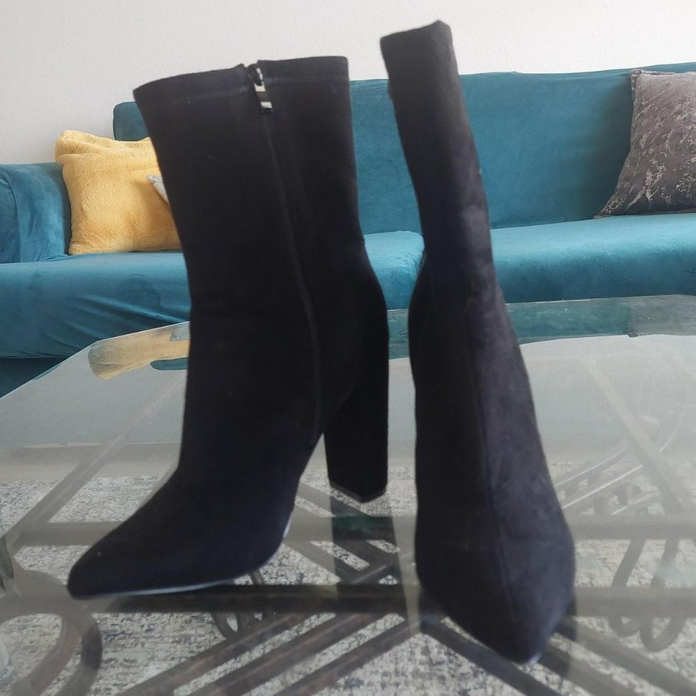 Suede Pointy Toe Heel Boot